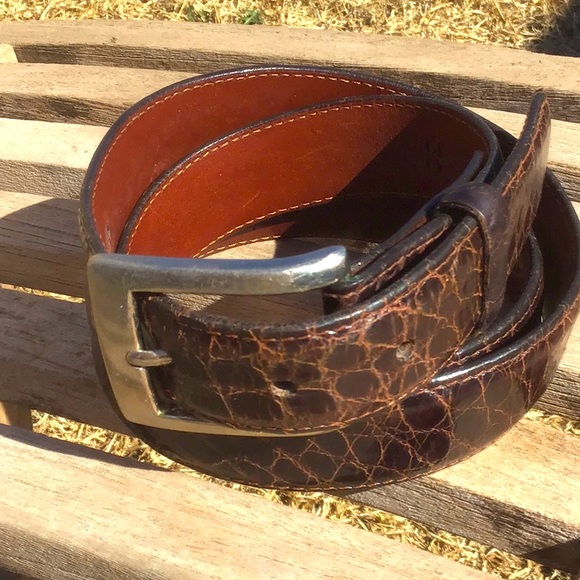 W Kleinberg Newman Marcus Glazed Alligator Belt sz 38 in brown